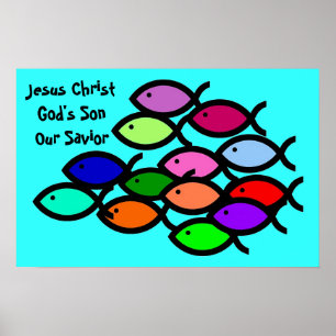 Christelijke vissymbolen - Regenboogschool - Poster