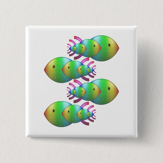 Christelijke vissymboolfamilies vierkante button 5,1 cm (Voorkant)