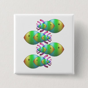 Christelijke vissymboolfamilies vierkante button 5,1 cm