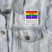 Christelijke vlaggenslogan voor homo vierkante button 5,1 cm (In situ)