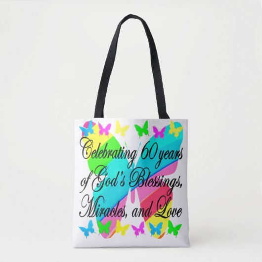 CHRISTELIJKE VLINDER 60E VERJAARDAG CANVAS TAS (Voorkant)