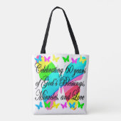 CHRISTELIJKE VLINDER 60E VERJAARDAG CANVAS TAS (Achterkant)