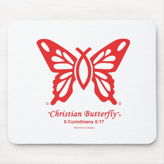 "Christelijke vlinder" Muismat Rode Logo (Voorkant)