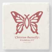"Christelijke vlinder" Onderzetter Tile Cherry Red (Voorkant)