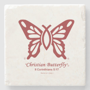 "Christelijke vlinder" Onderzetter Tile Cherry Red