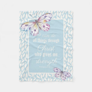 Christelijke Vlinder Schriftuur Blauw Fleece Deken