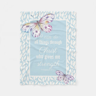 Christelijke Vlinder Schriftuur Blauw Fleece Deken