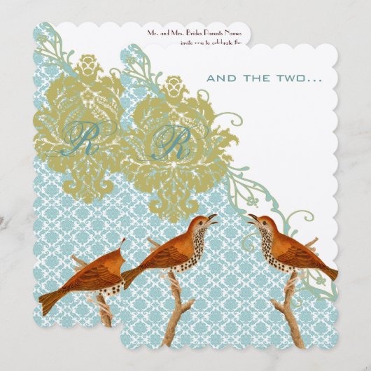 Christelijke  vogeljacht - uitnodiging tot huwelij (Voorkant / Achterkant)