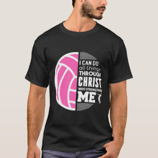 Christelijke volleybal ik kan alle dingen doen Phi T-shirt