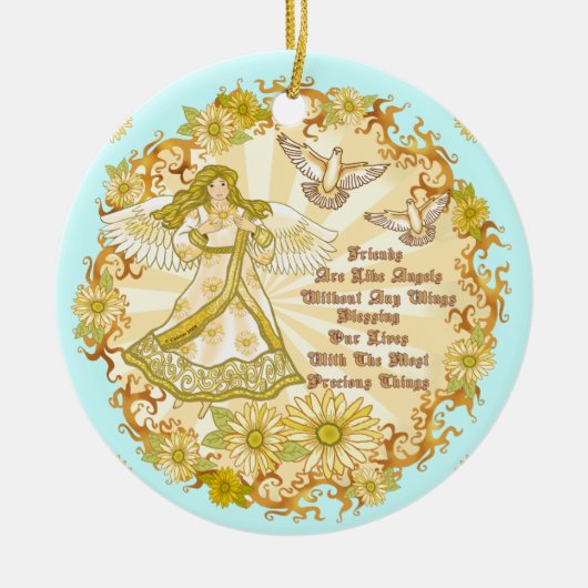 Christelijke vriend engel keramisch ornament (Voorkant)
