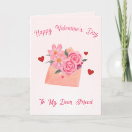 Christelijke vriend - Waterverf Bloem Valentijnsda Feestdagen Kaart