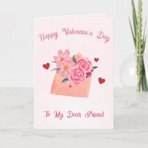 Christelijke vriend - Waterverf Bloem Valentijnsda Feestdagen Kaart