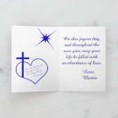 Christelijke Vrolijke blauwe klantgericht van Feestdagen Kaart (Binnen)