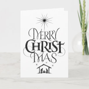 Christelijke vrolijke kerst Christ Charcoal Chalk Feestdagen Kaart