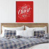 Christelijke vrolijke kerst krijt belettering rood canvas afdruk (Insitu (Slaapkamer))