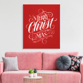 Christelijke vrolijke kerst krijt belettering rood canvas afdruk (Insitu (Woonkamer))