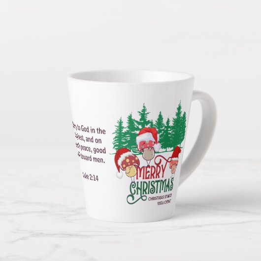 Christelijke VROLIJKE KERST PADDENSTOELEN in Vorst Latte Mok (Rechterhoek)