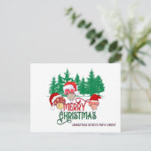 CHRISTELIJKE VROLIJKE KERSTPADDENSTOELEN FEESTDAGENKAART (Staand voorkant)