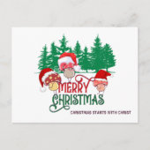 CHRISTELIJKE VROLIJKE KERSTPADDENSTOELEN FEESTDAGENKAART (Voorkant)