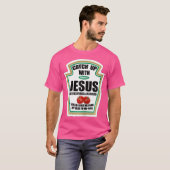 Christelijke vrouwen halen Jezus-ketchup in T-shirt (Voorkant volledig)