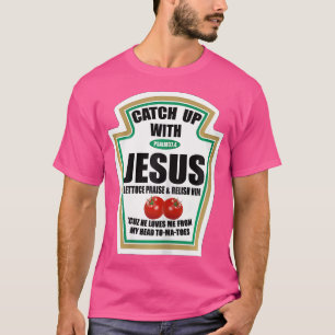 Christelijke vrouwen halen Jezus-ketchup in T-shirt
