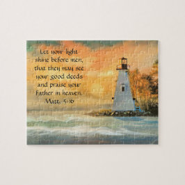 Christelijke vuurtoren van bijbel Verse Legpuzzel
