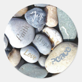 Christelijke waarde Liefde Hoop Geloof Vreugde Vre Ronde Sticker