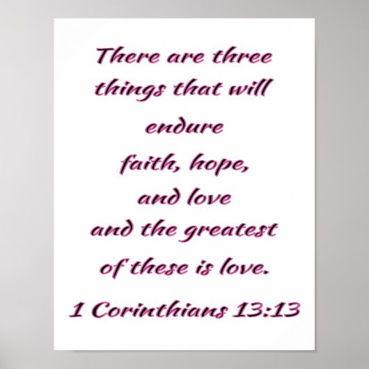 Christelijke Wall Art Faith, Hope and Love Poster (Voorkant)