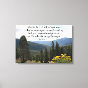 Christelijke Wall Art Mountain Uitzicht Trust in L Canvas Afdruk