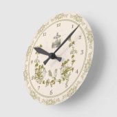 Christelijke wandklok met vogels, bloemen, kruis (Hoek)