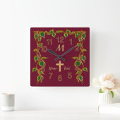 Christelijke wandklokken met monogram en Jouw teks (Huis)