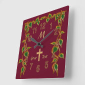 Christelijke wandklokken met monogram en Jouw teks (Hoek)