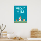 Christelijke wandkunst Psalm 28:7 Sterk in Hem Poster (Keuken)