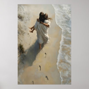 Christelijke wandkunstprint, Jezus redde het meisj Poster