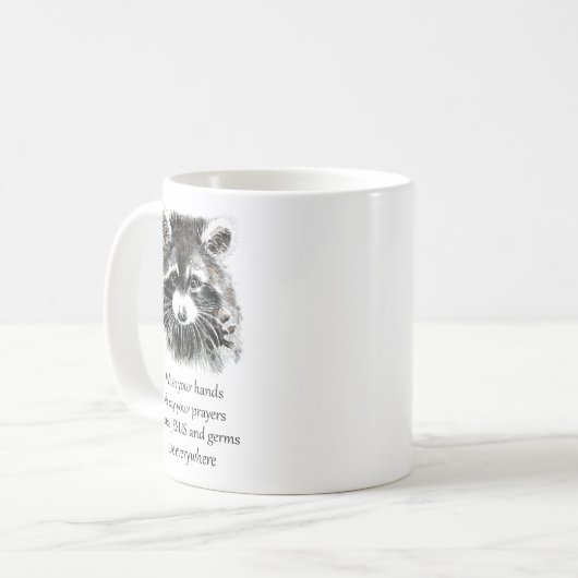 Christelijke waskamer Was uw handen Raccoon Koffiemok (Voorkant links)