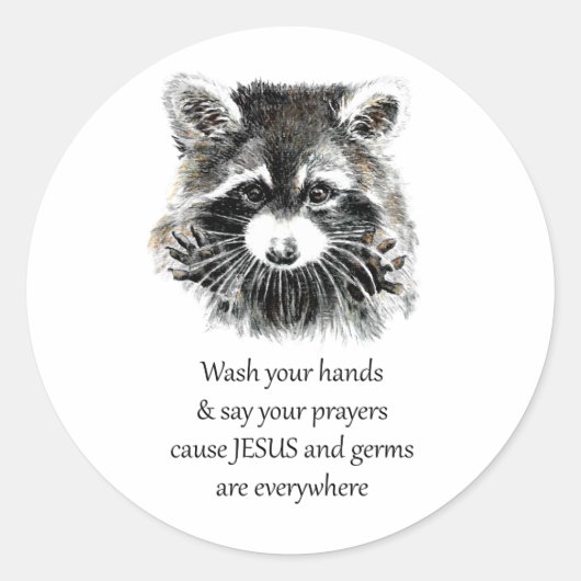 Christelijke waskamer Was uw handen Raccoon Ronde Sticker (Voorkant)