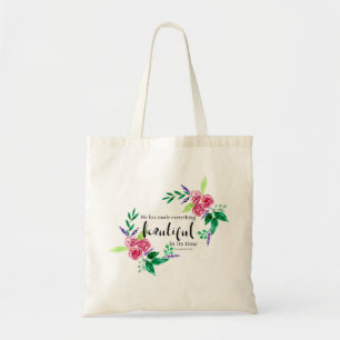 Christelijke waterverf bloemen mooi tote bag