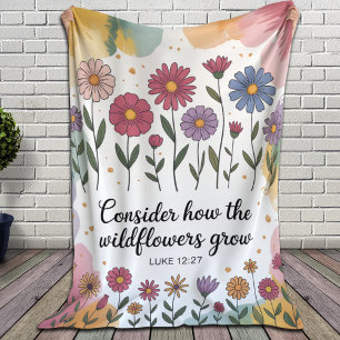 Christelijke Waterverf Floral Scripture Fleece Deken