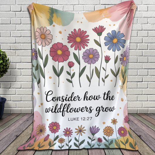 Christelijke Waterverf Floral Scripture Fleece Deken
