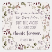 Christelijke Waterverf Herfst bladpatroonschrift Vierkante Sticker (Voorkant)