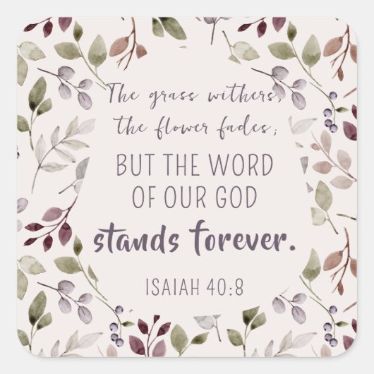 Christelijke Waterverf Herfst bladpatroonschrift Vierkante Sticker (Voorkant)