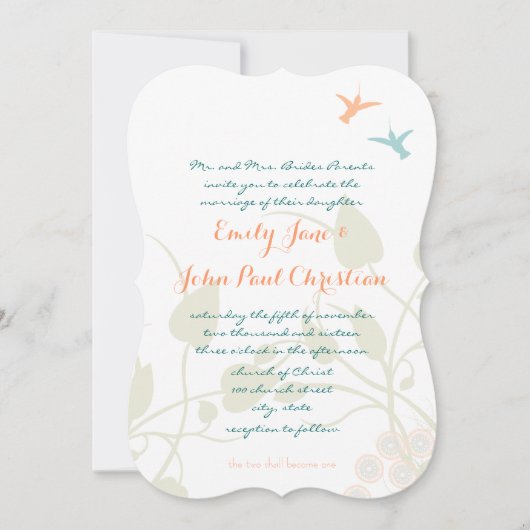 Christelijke weddenschap Uitnodiging Vogelbloemen (Voorkant)