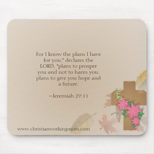 Christelijke werkmam Jeremiah 29:11 Mousepad Muismat (Voorkant)