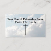 Christelijke Witte Fluffy Clouds Sky Cross Church Visitekaartje (Voorkant)