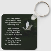 Christelijke witte reiger vogel herdenking aandenk sleutelhanger (Achterkant)