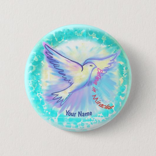 Christelijke Wonderen Duif Ronde Button 5,7 Cm (Voorkant)