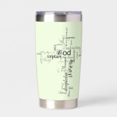 Christelijke woorden kruisen gepersonaliseerd geïsoleerde drinkbeker (Voorkant)