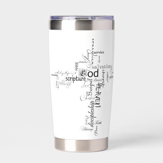 Christelijke woorden kruisen gepersonaliseerd geïsoleerde drinkbeker (Voorkant)