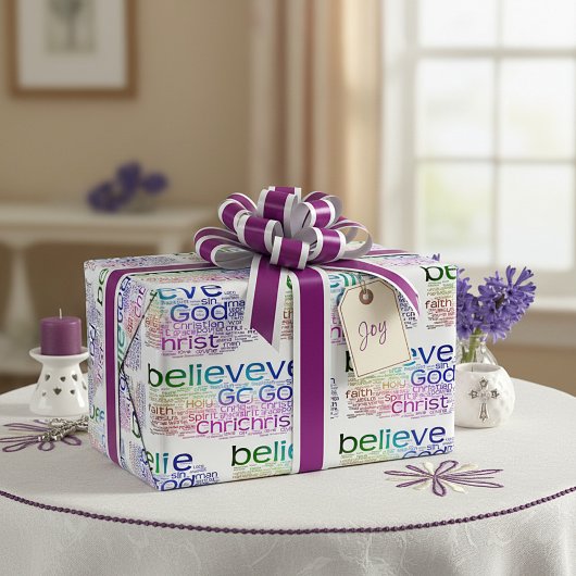 Christelijke woordwolk cadeaupapier
