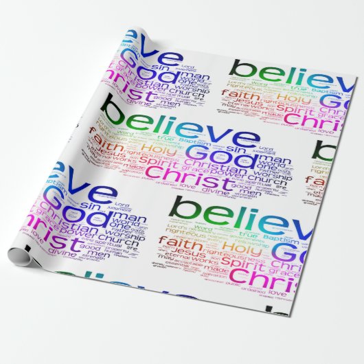 Christelijke woordwolk cadeaupapier (Uitgerold)